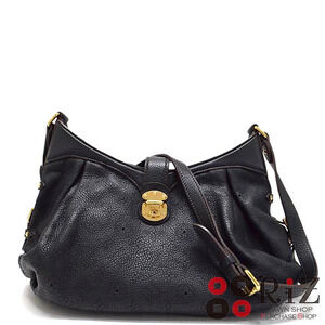LOUIS VUITTON Bag Mahina Leather Messenger Black